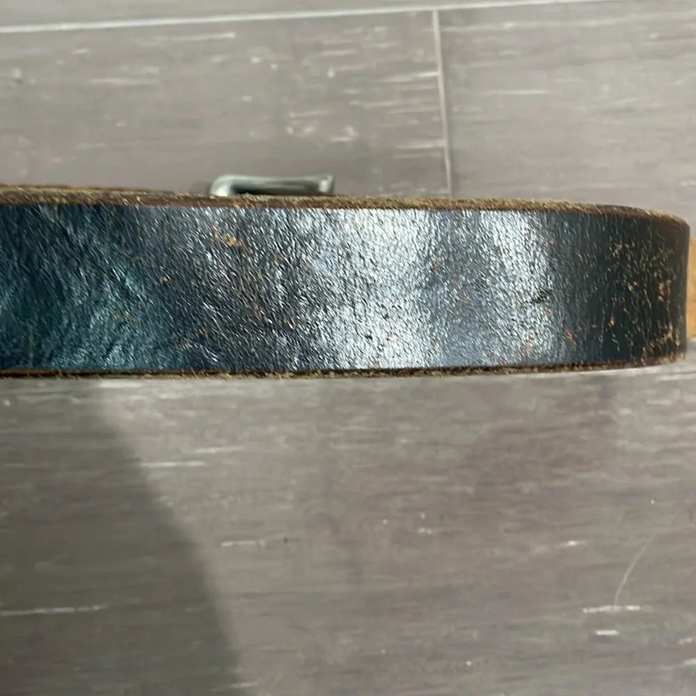 Vintage Men’s Oil-Tanned Top Grain Cowhide distressed leather brown belt size 34